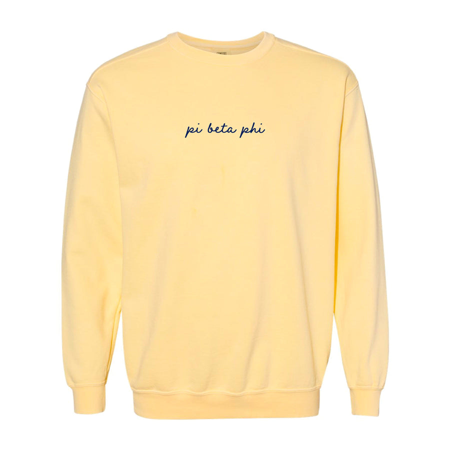 Ali & Ariel Butter and Navy Embroidered Crewneck Pi Beta Phi / Medium