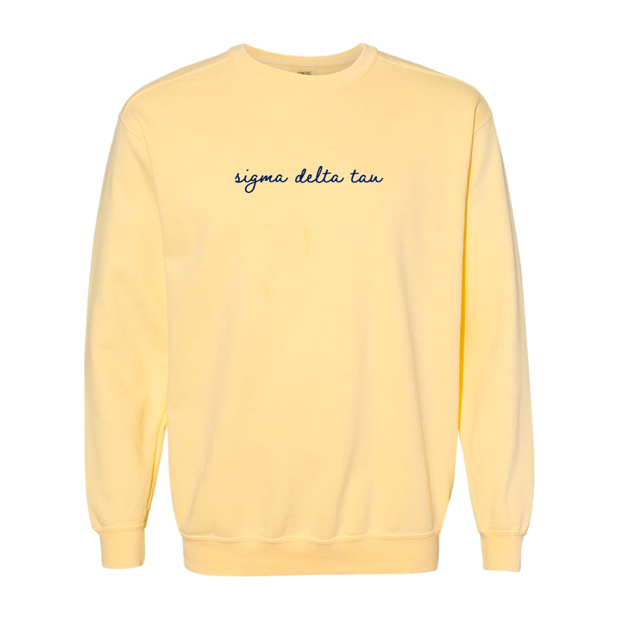 Ali & Ariel Butter and Navy Embroidered Crewneck Sigma Delta Tau / Medium