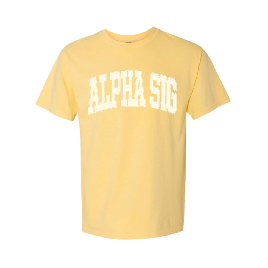 Ali & Ariel Butter Comfort Colors Varsity Tee Alpha Sigma Alpha / Medium