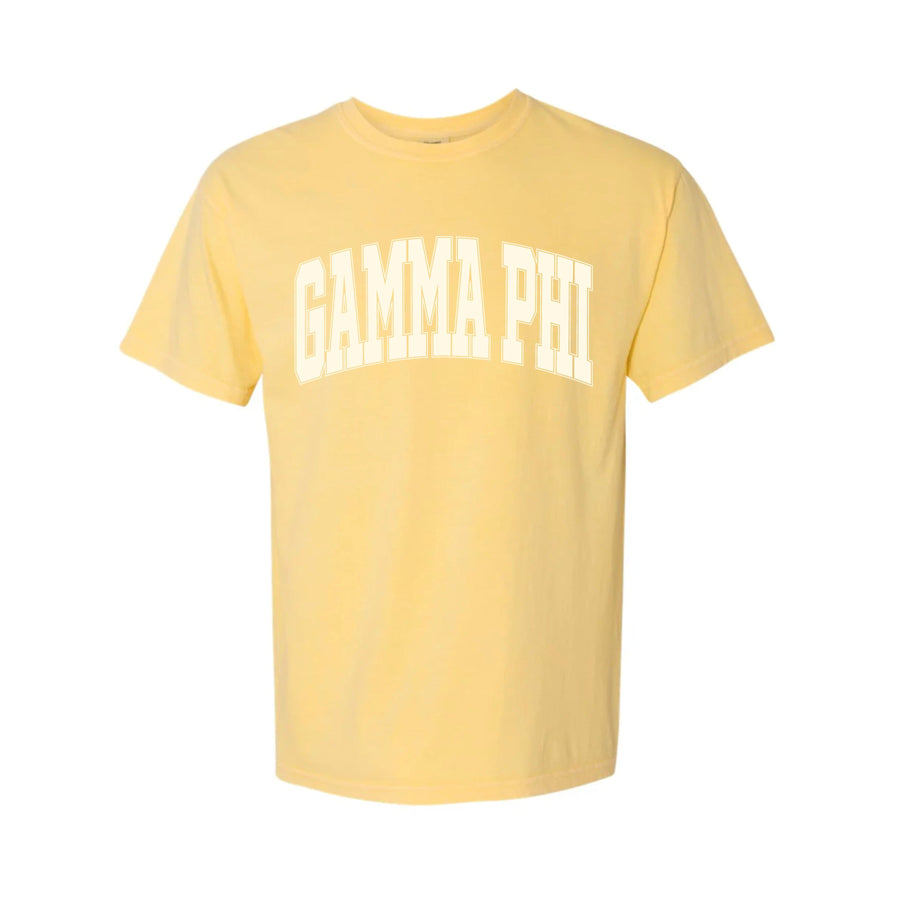 Ali & Ariel Butter Comfort Colors Varsity Tee Gamma Phi Beta / Medium