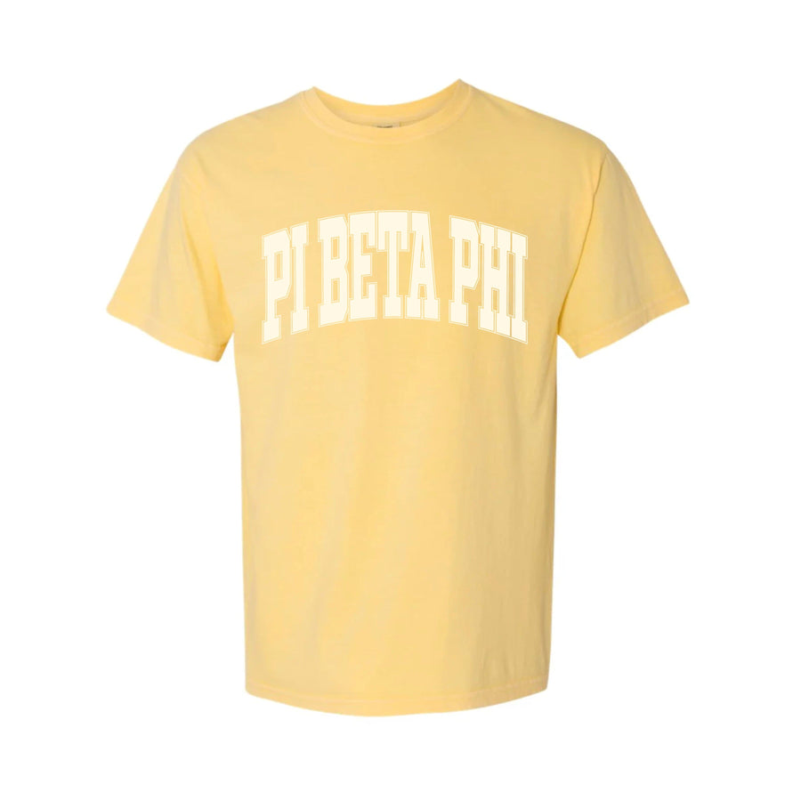Ali & Ariel Butter Comfort Colors Varsity Tee Pi Beta Phi / Medium