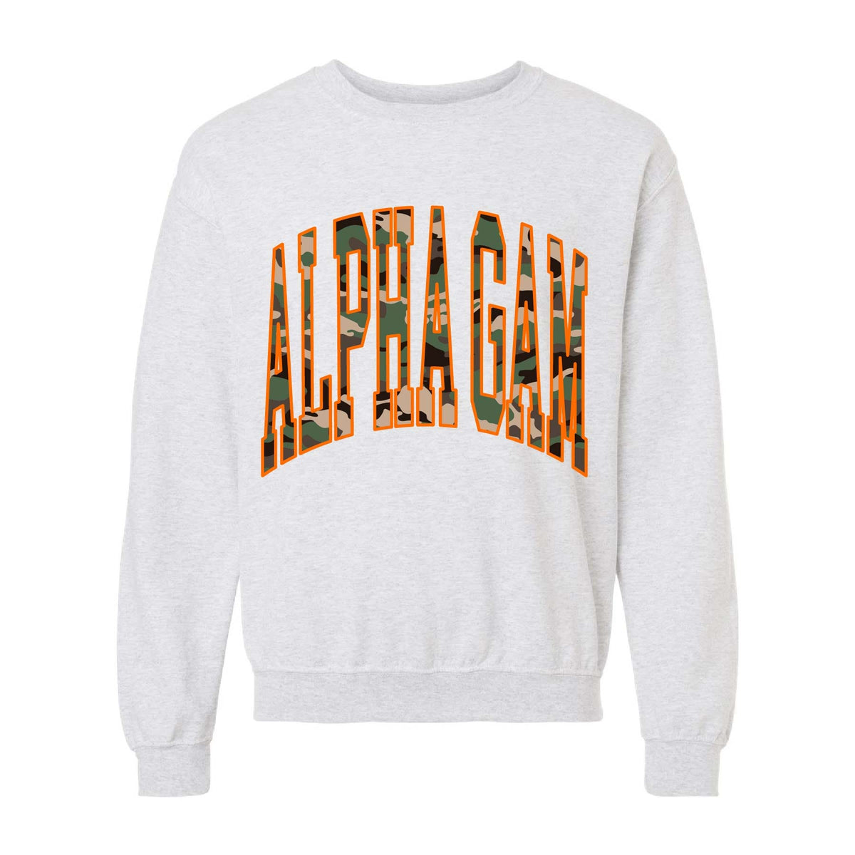 Ali & Ariel Camo Crewneck Alpha Gamma Delta / Medium