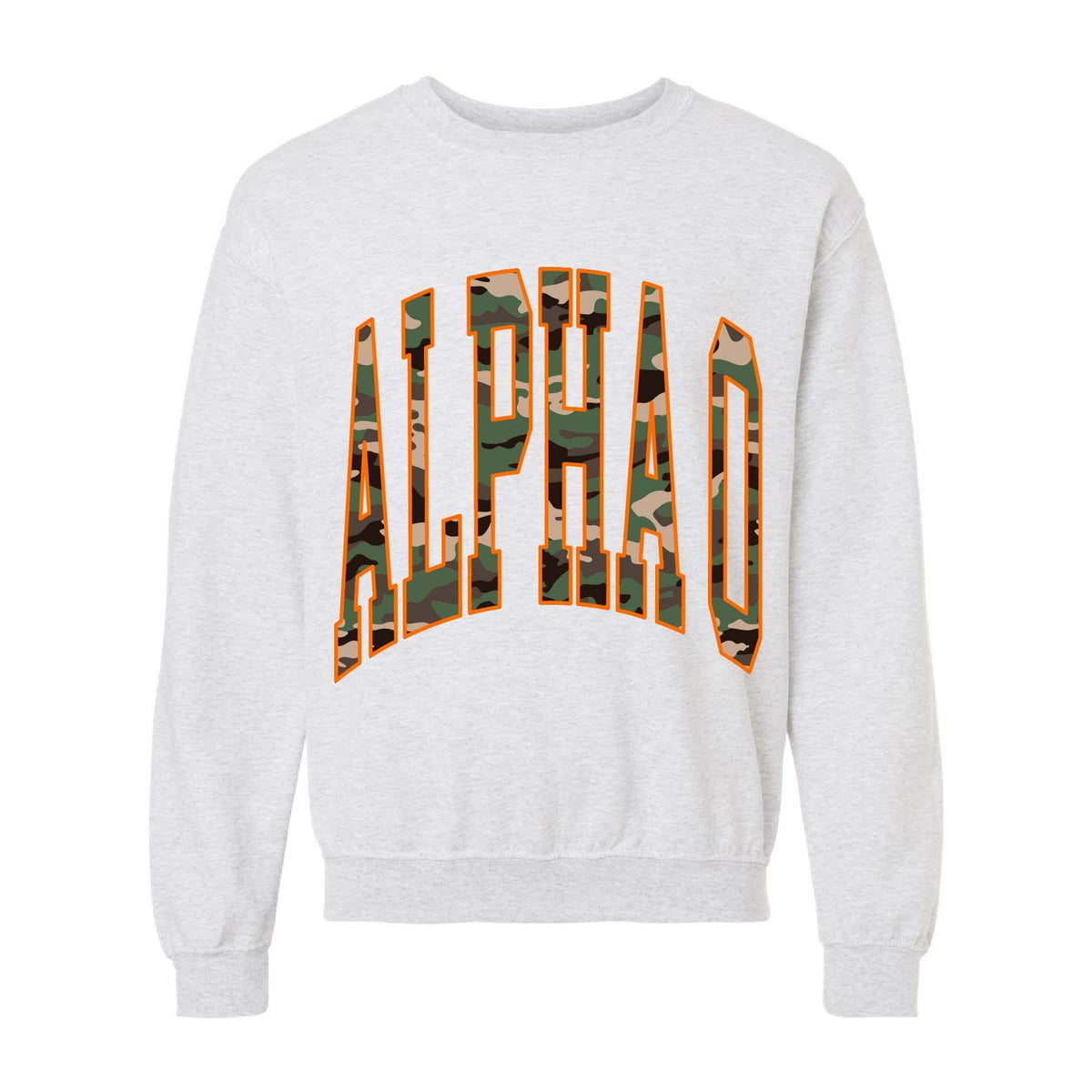 Ali & Ariel Camo Crewneck Alpha Omicron Pi / Medium