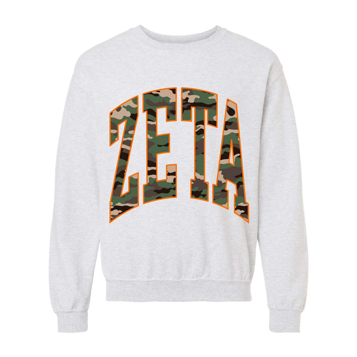 Ali & Ariel Camo Crewneck Zeta Tau Alpha / Medium