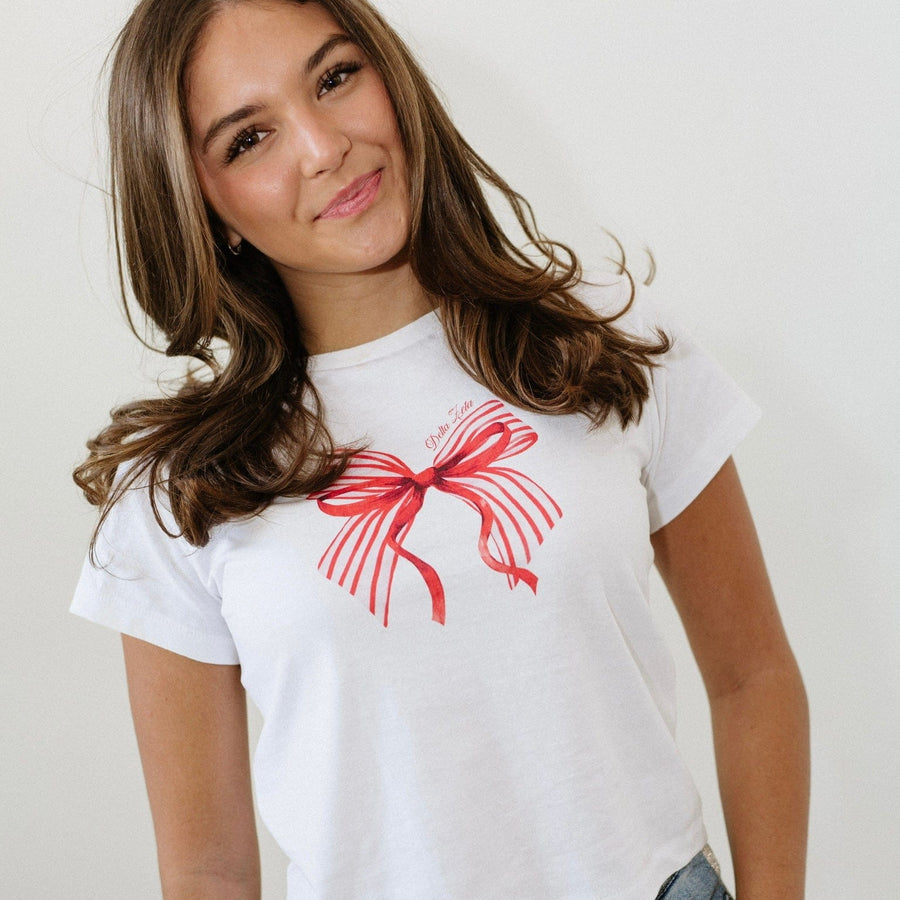 Ali & Ariel Candy Cane Bow Baby Tee