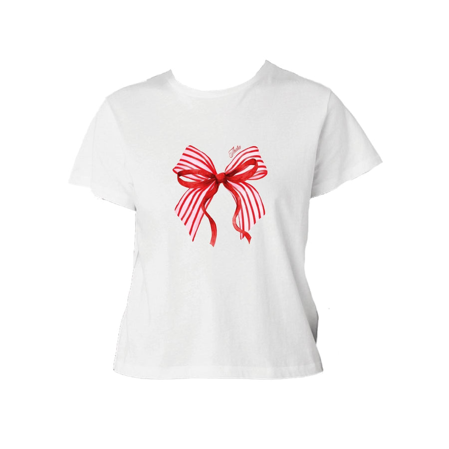 Ali & Ariel Candy Cane Bow Baby Tee Kappa Alpha Theta / Small