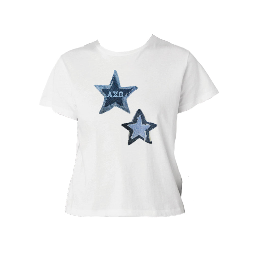 Ali & Ariel Denim Daze Baby Tee Alpha Chi Omega / Small