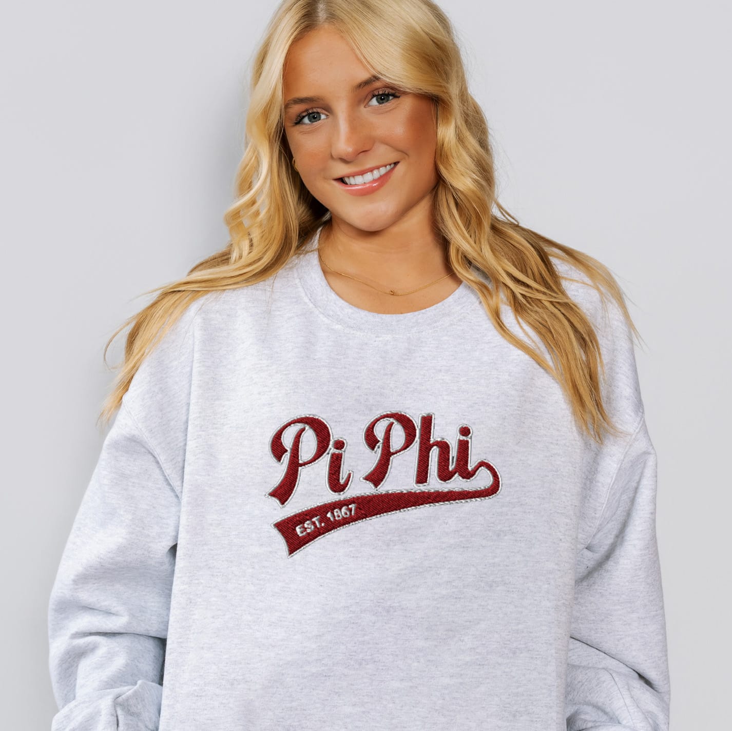 Ali & Ariel Embroidered Ash Sporty Crewneck
