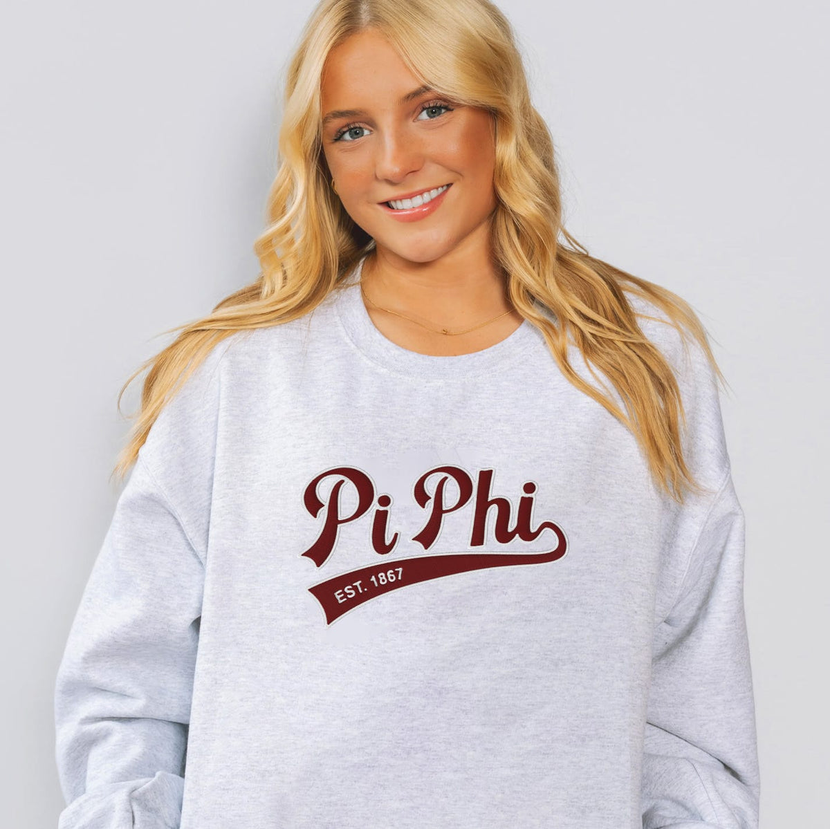 Ali & Ariel Embroidered Ash Sporty Crewneck