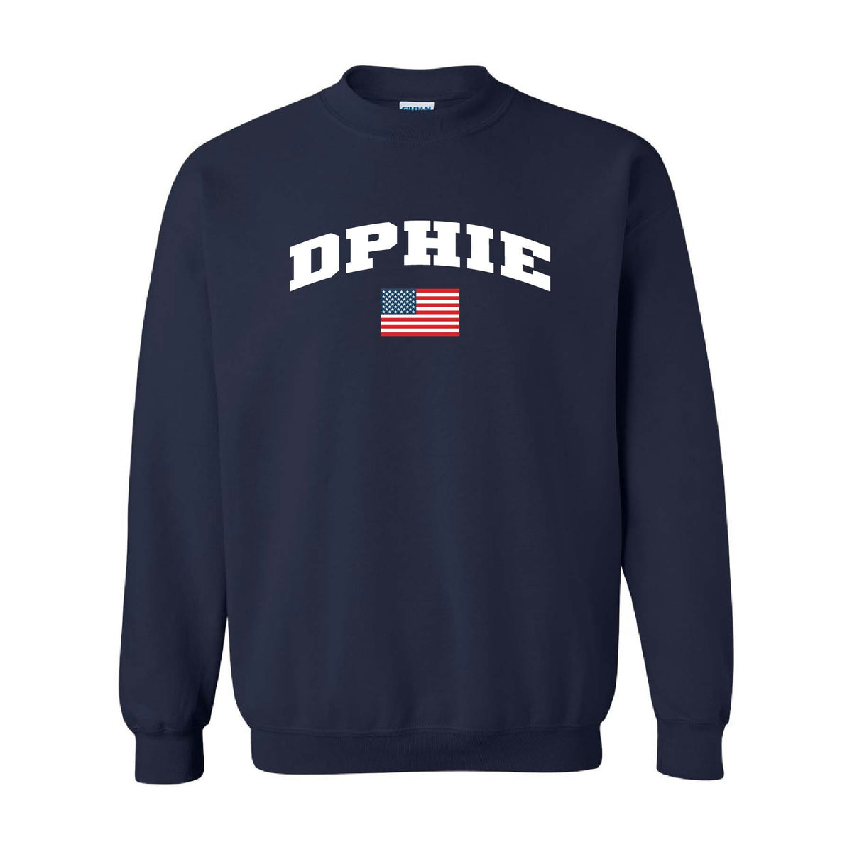 Ali & Ariel Embroidered Flag Crewneck Delta Phi Epsilon / Medium