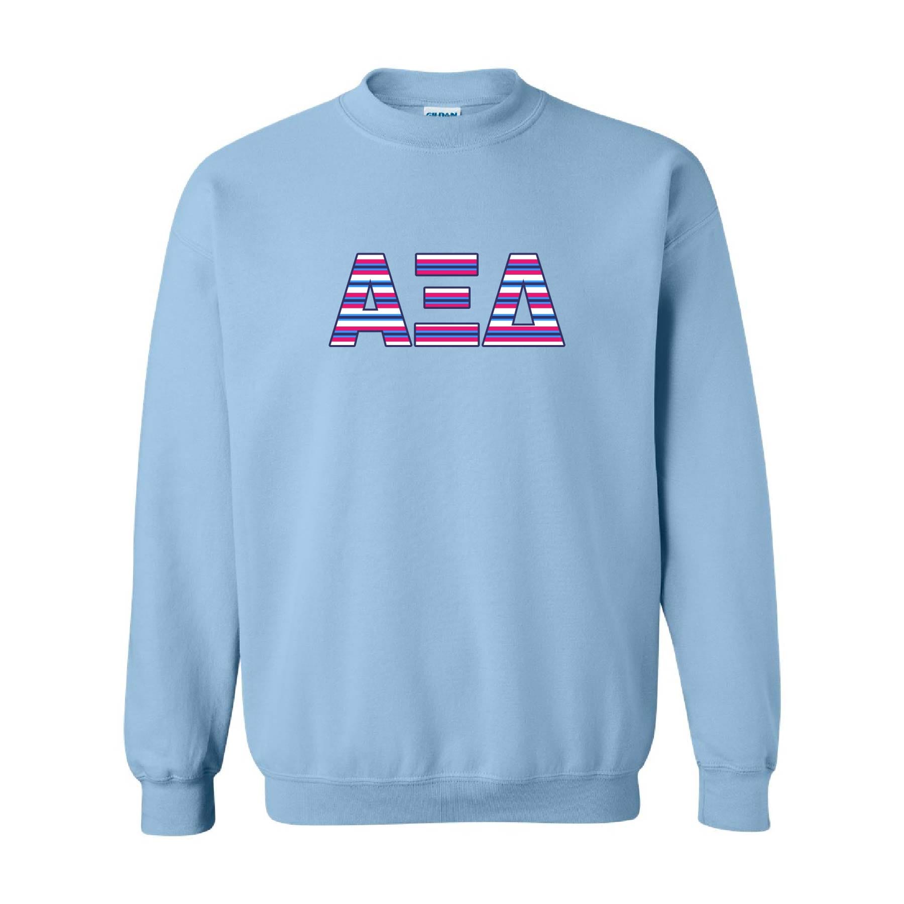 Ali & Ariel Embroidered Stripe Crewneck Alpha Xi Delta / Medium