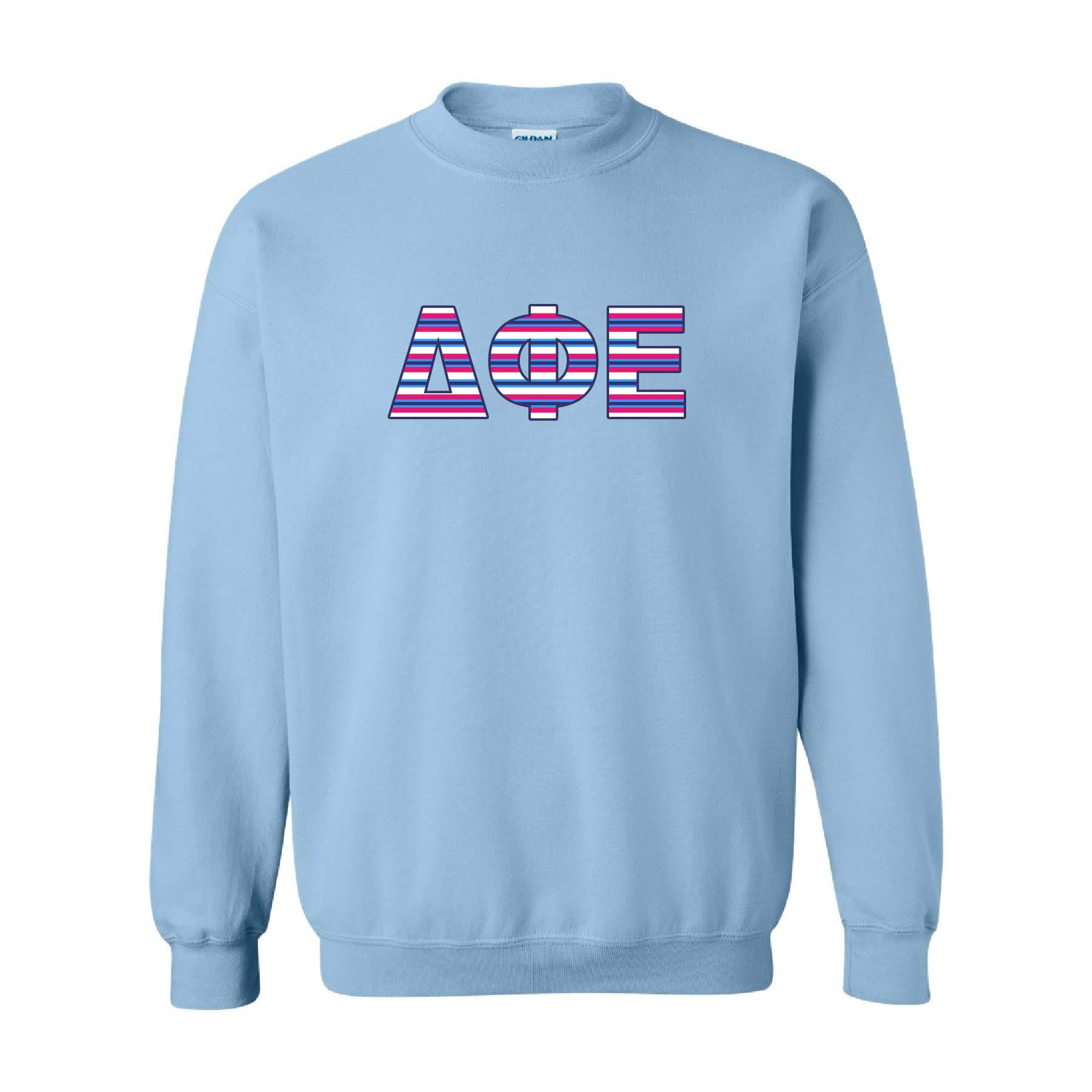 Ali & Ariel Embroidered Stripe Crewneck Delta Phi Epsilon / Medium