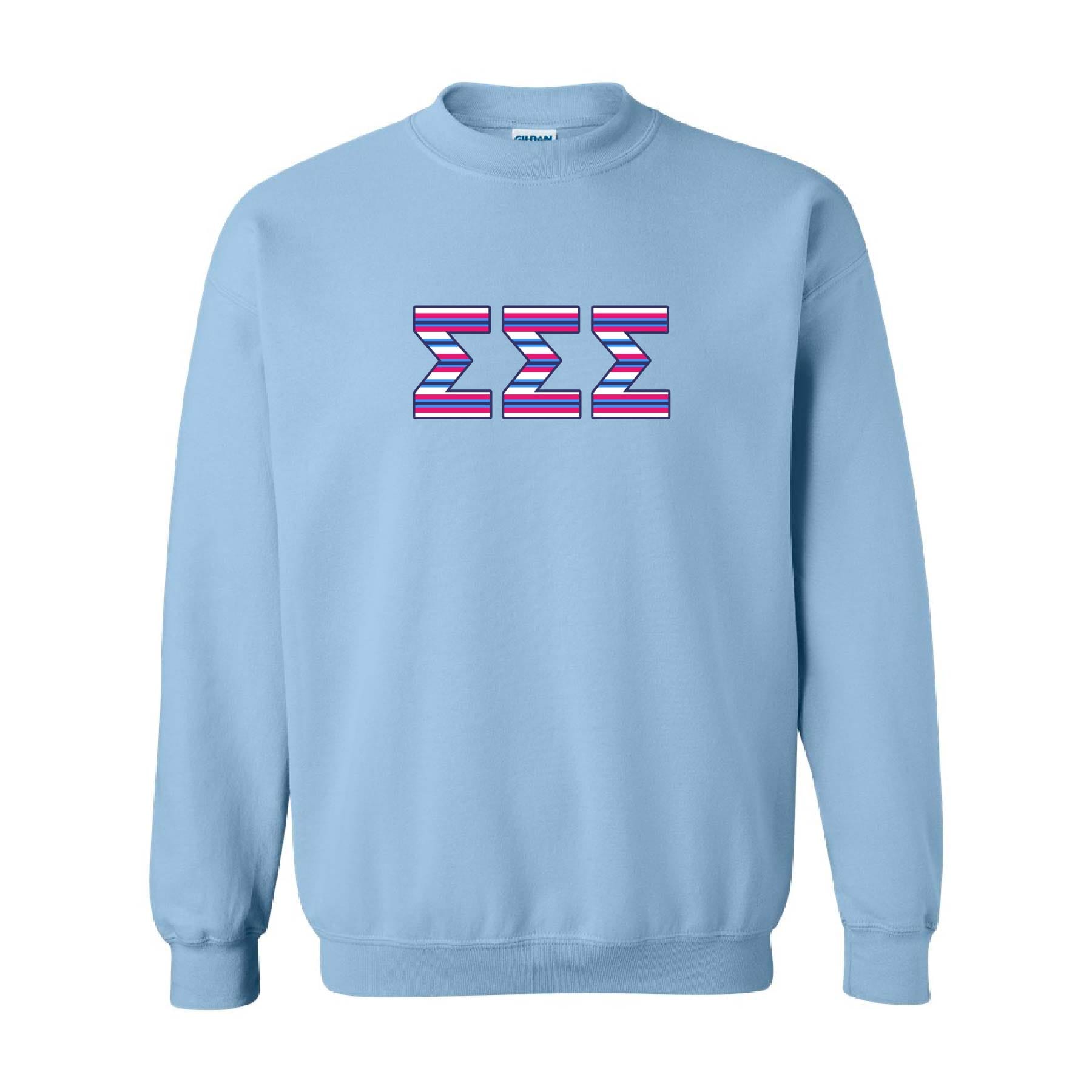 Ali & Ariel Embroidered Stripe Crewneck Sigma Sigma Sigma / Medium