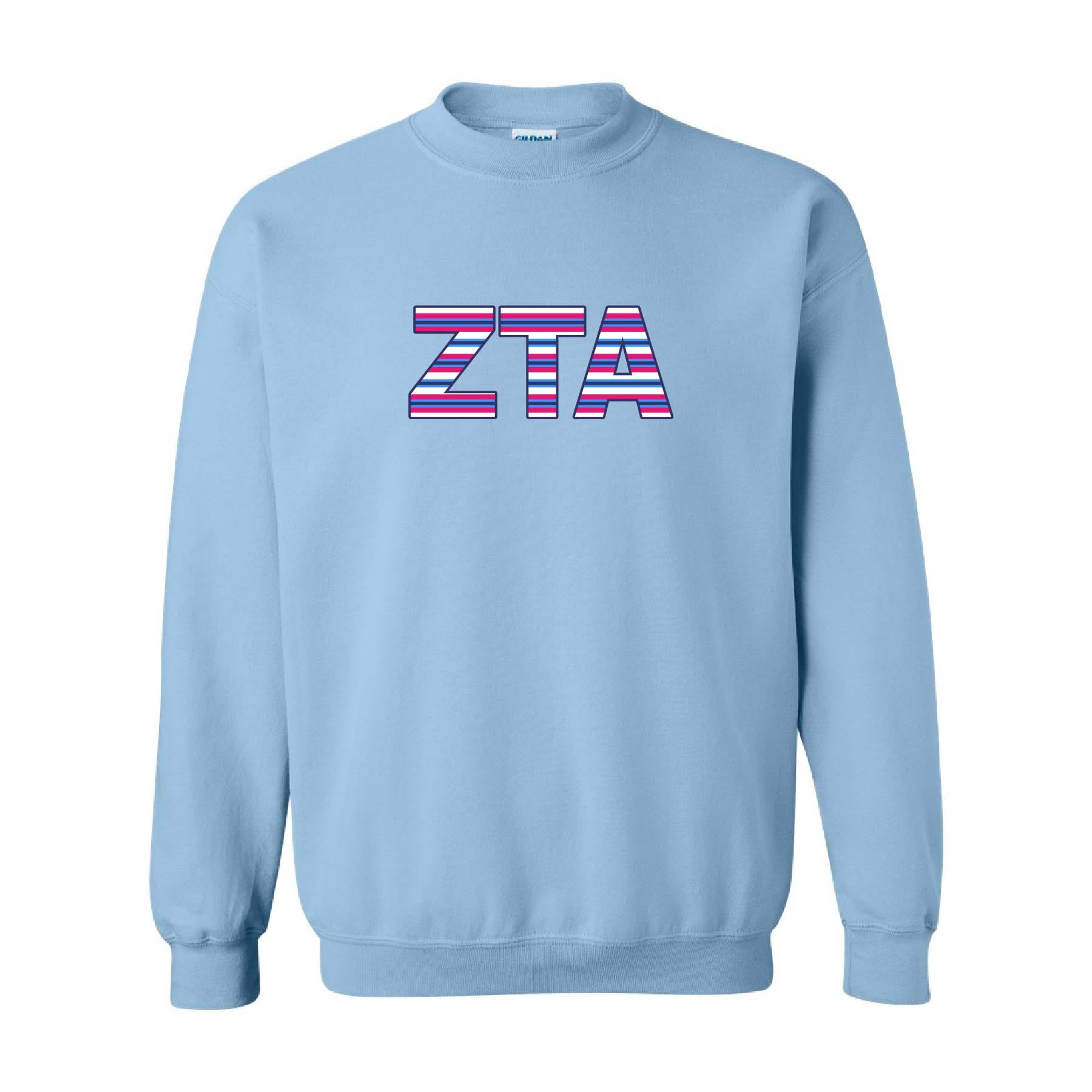 Ali & Ariel Embroidered Stripe Crewneck Zeta Tau Alpha / Medium