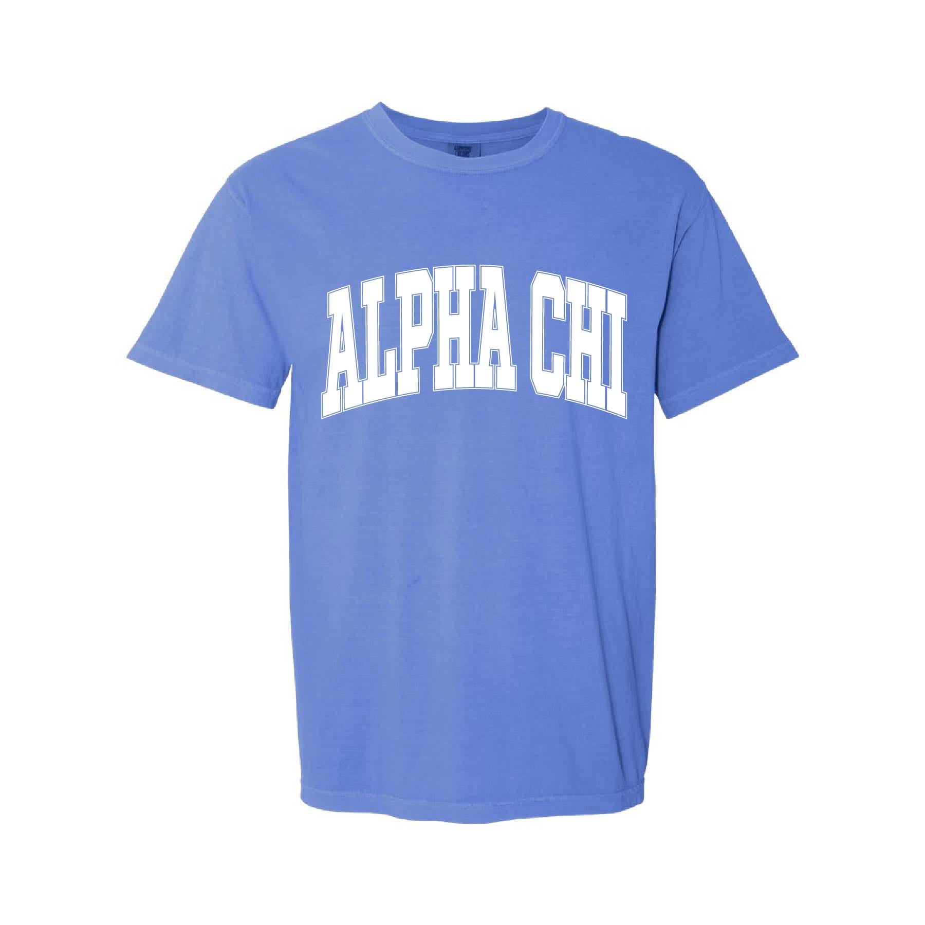 Ali & Ariel Flo Blue Comfort Colors Collegiate Tee Alpha Chi Omega / Medium