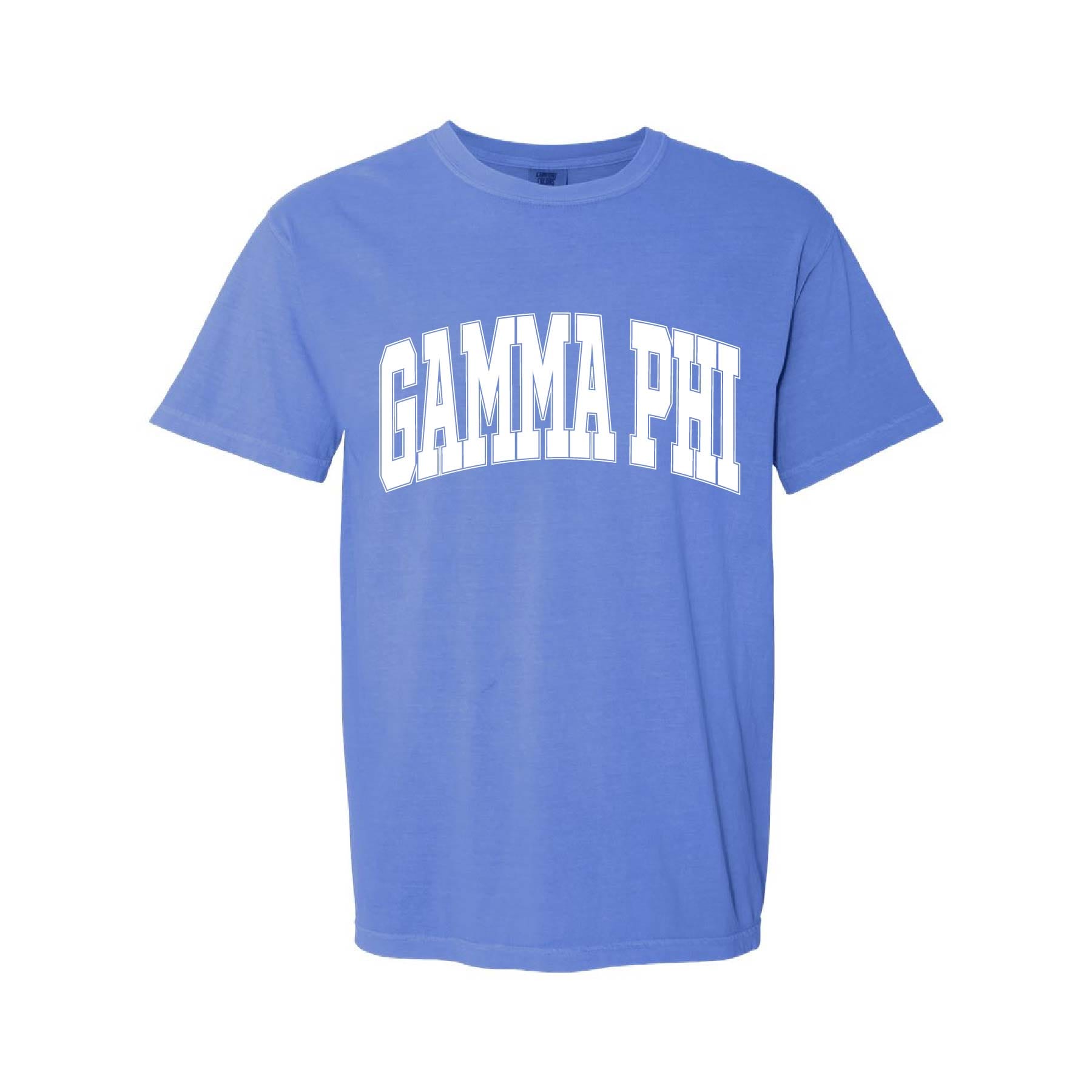 Ali & Ariel Flo Blue Comfort Colors Collegiate Tee Gamma Phi Beta / Medium