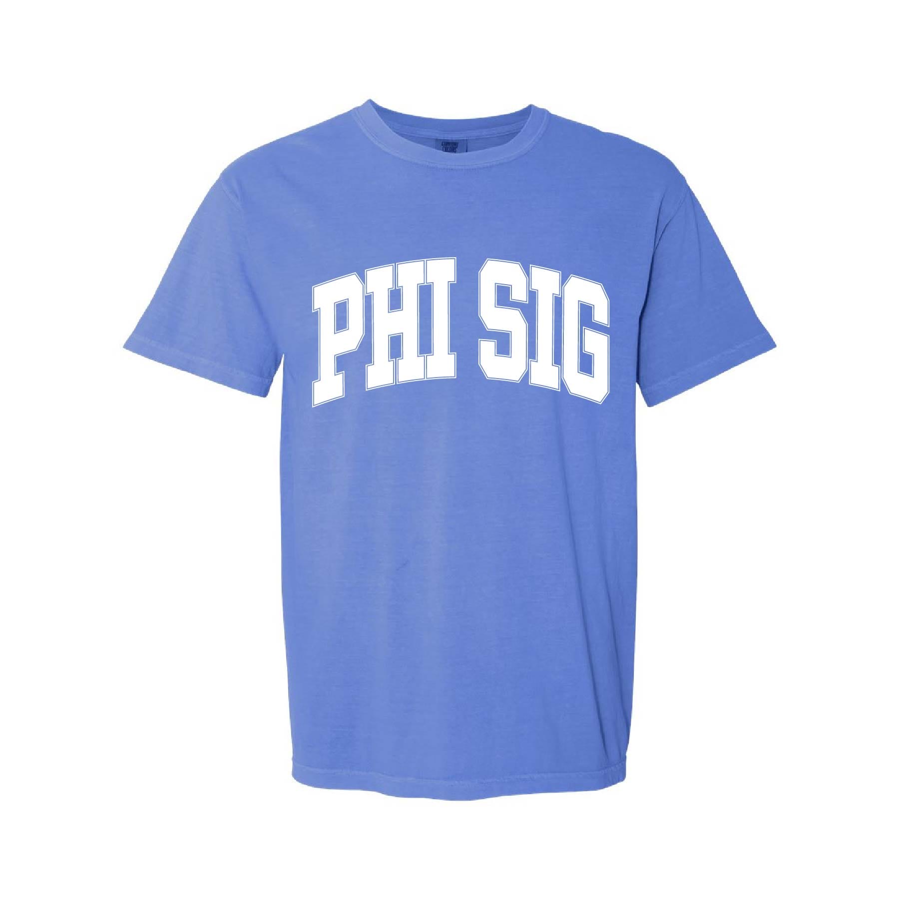 Ali & Ariel Flo Blue Comfort Colors Collegiate Tee Phi Sigma Sigma / Medium