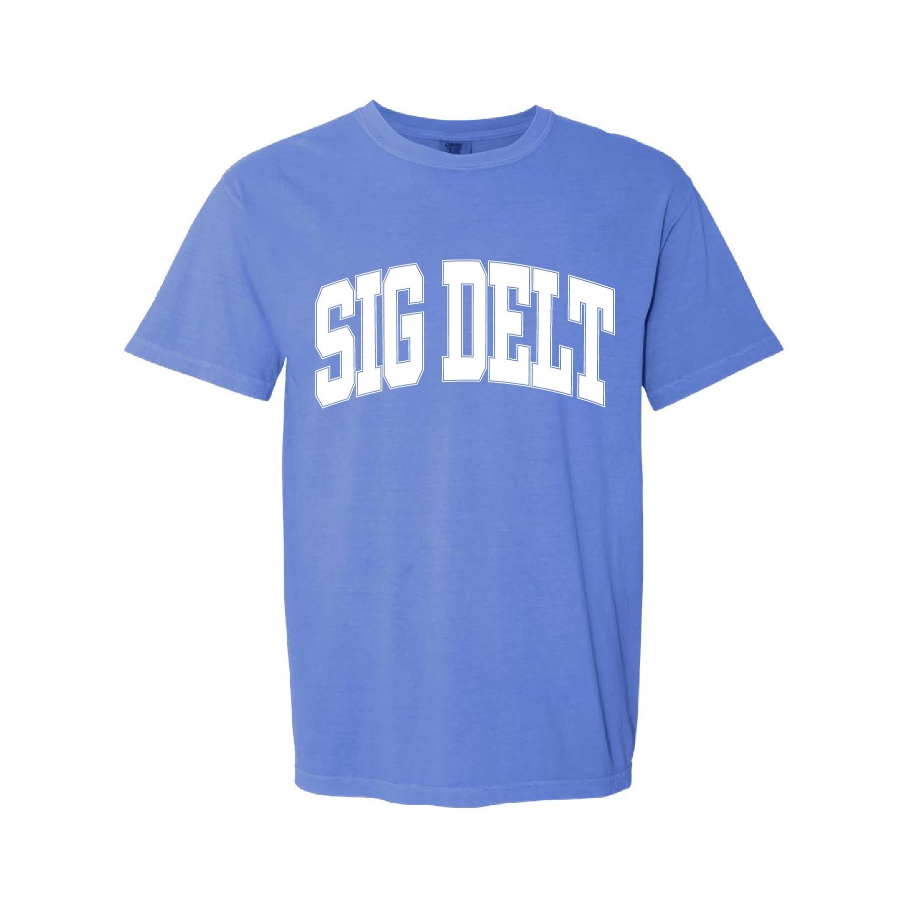 Ali & Ariel Flo Blue Comfort Colors Collegiate Tee Sigma Delta Tau / Medium