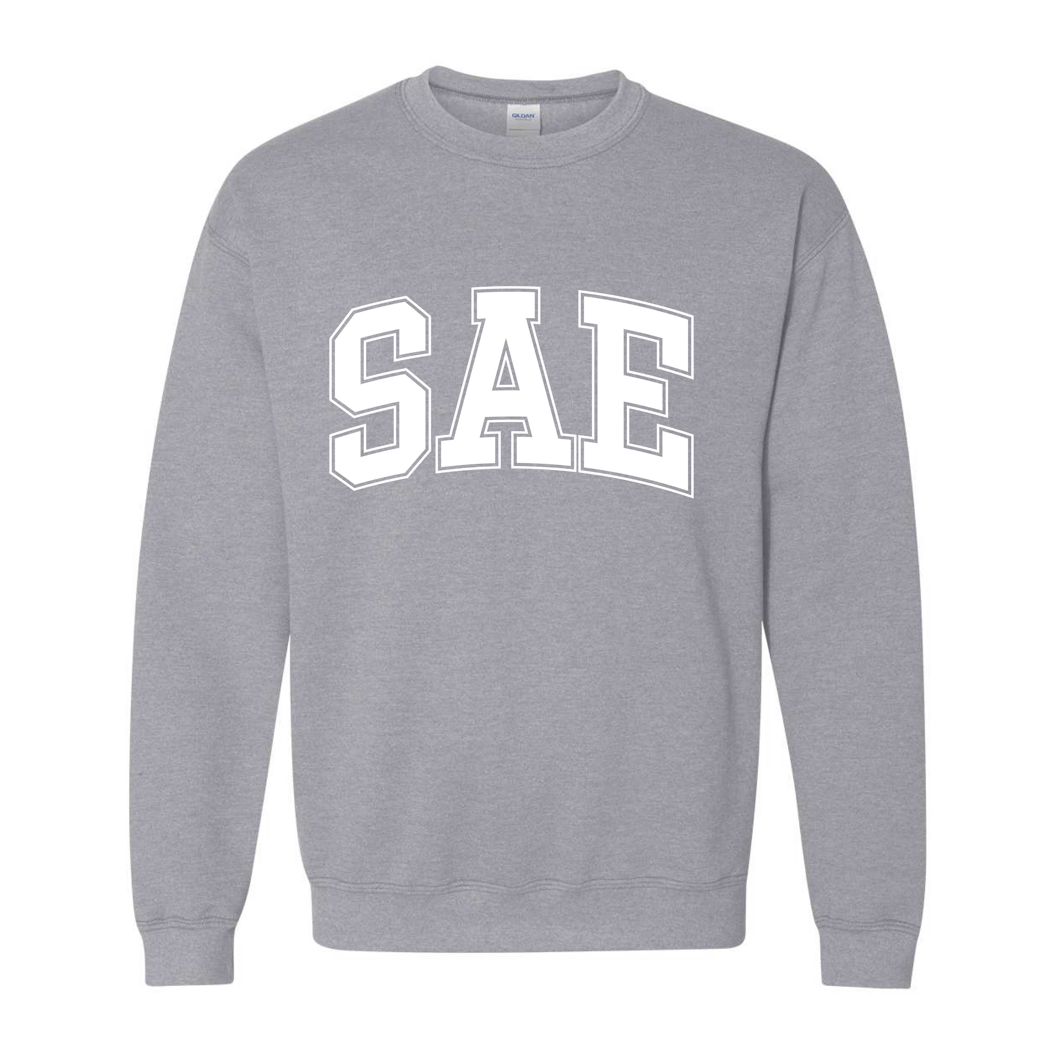 Ali & Ariel Fraternity Grey Collegiate Crewneck Sigma Alpha Epsilon / Medium
