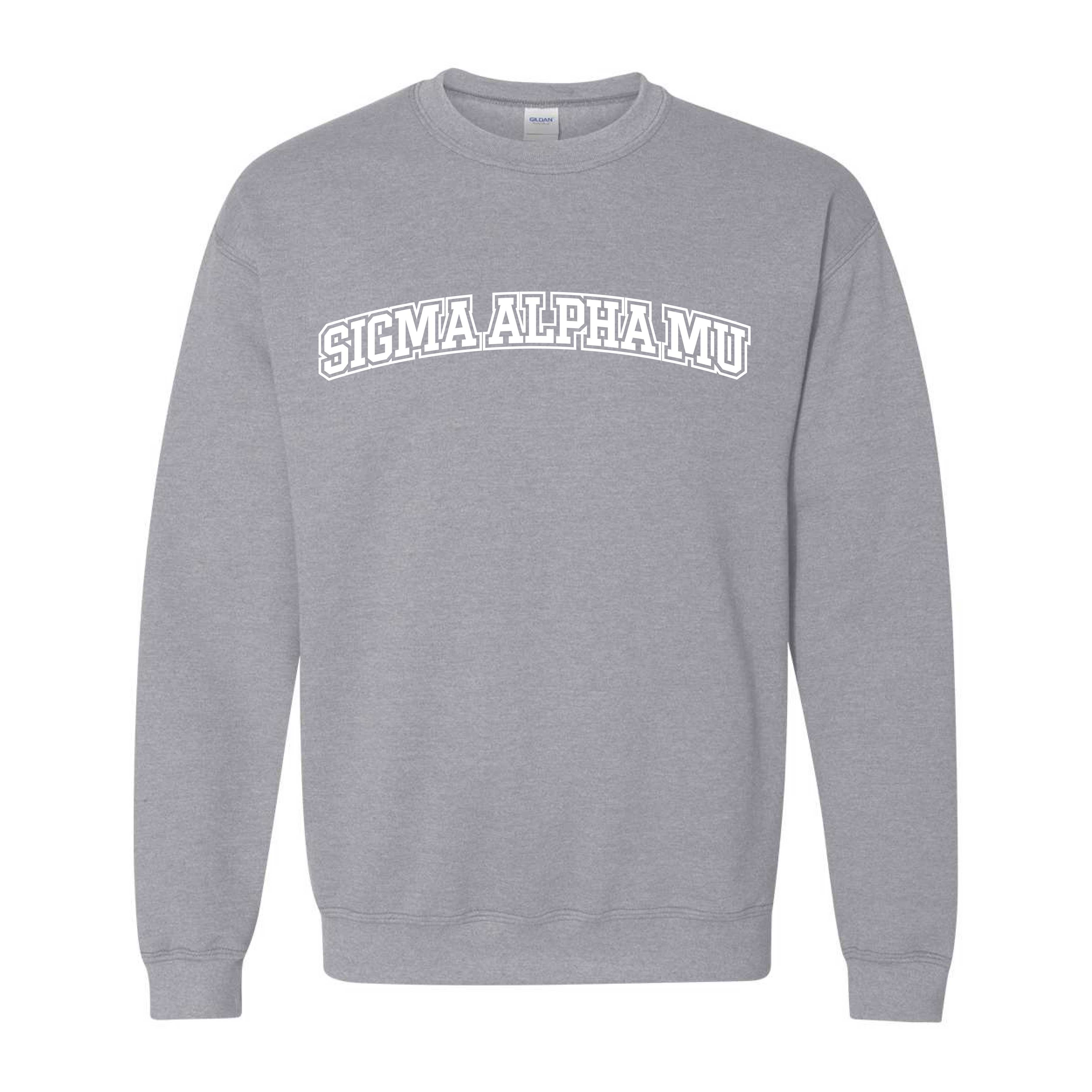 Ali & Ariel Fraternity Grey Collegiate Crewneck Sigma Alpha Mu / Medium