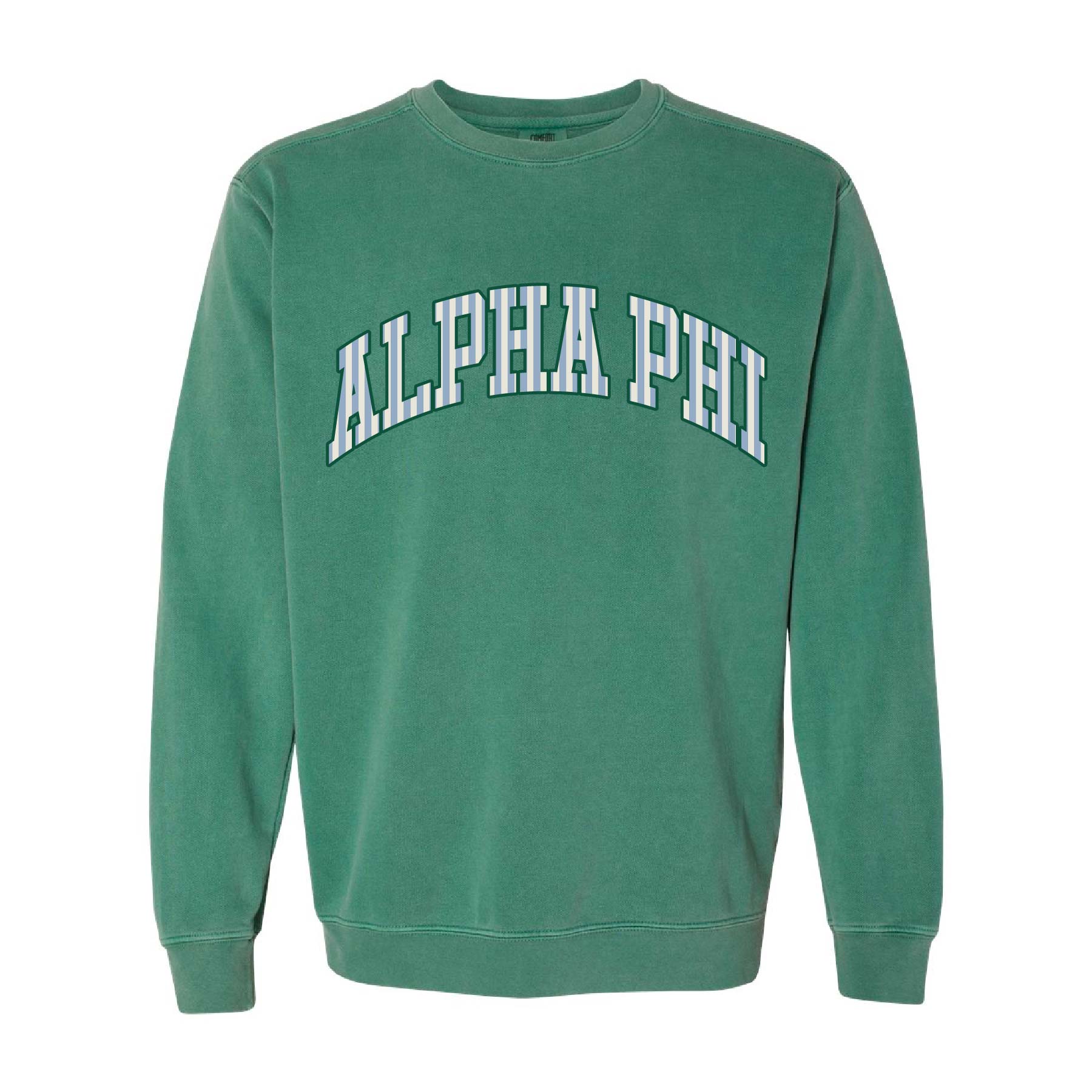 Ali & Ariel Green Comfort Colors Collegiate Crewneck Alpha Phi / Medium