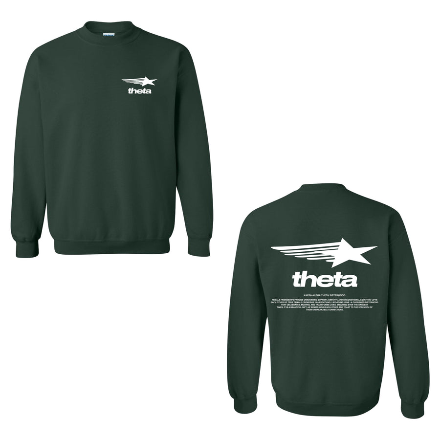 Ali & Ariel Green Star Crewneck Kappa Alpha Theta / Medium