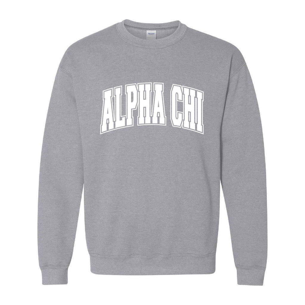 Ali & Ariel Grey Collegiate Crewneck Alpha Chi Omega / Medium