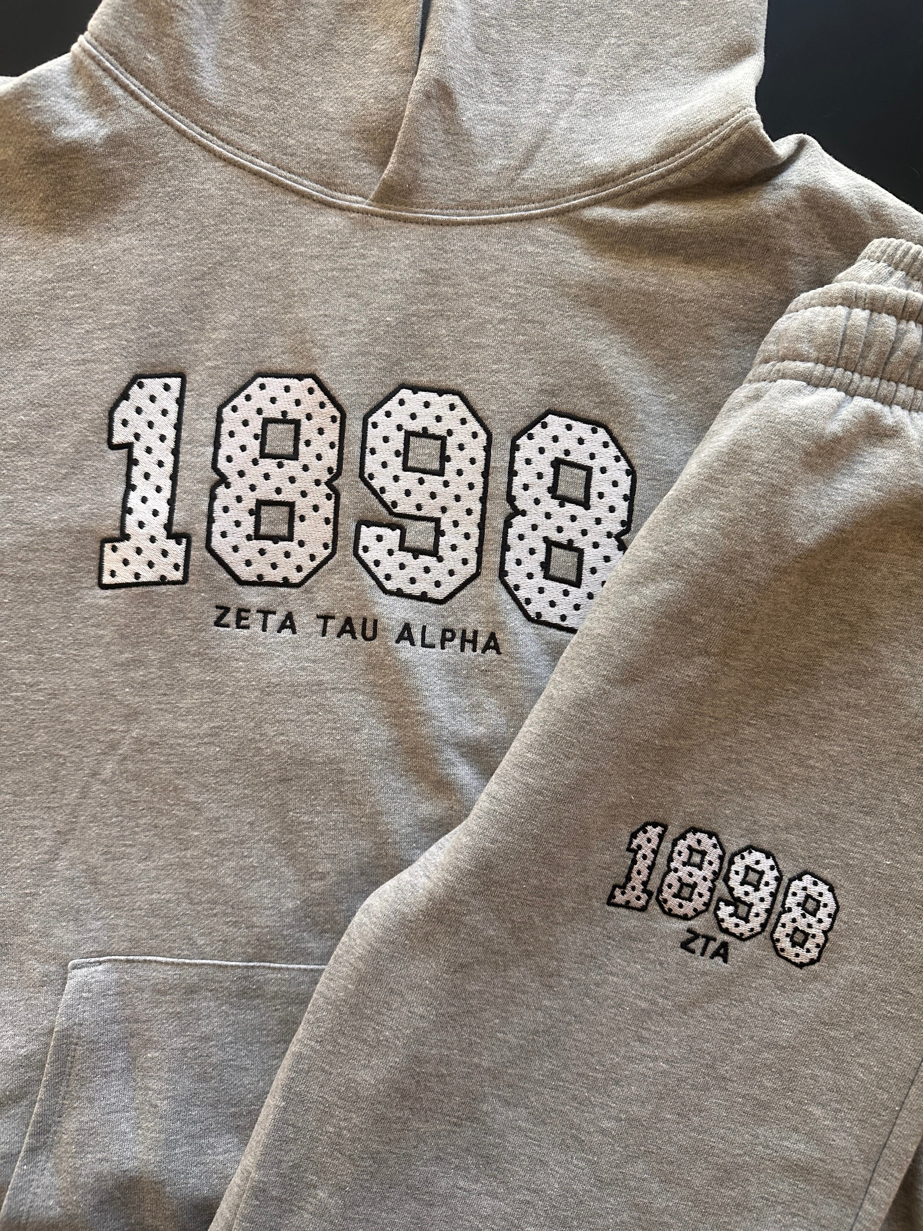 Ali & Ariel Grey Polka Dot Embroidered Premium Hoodie