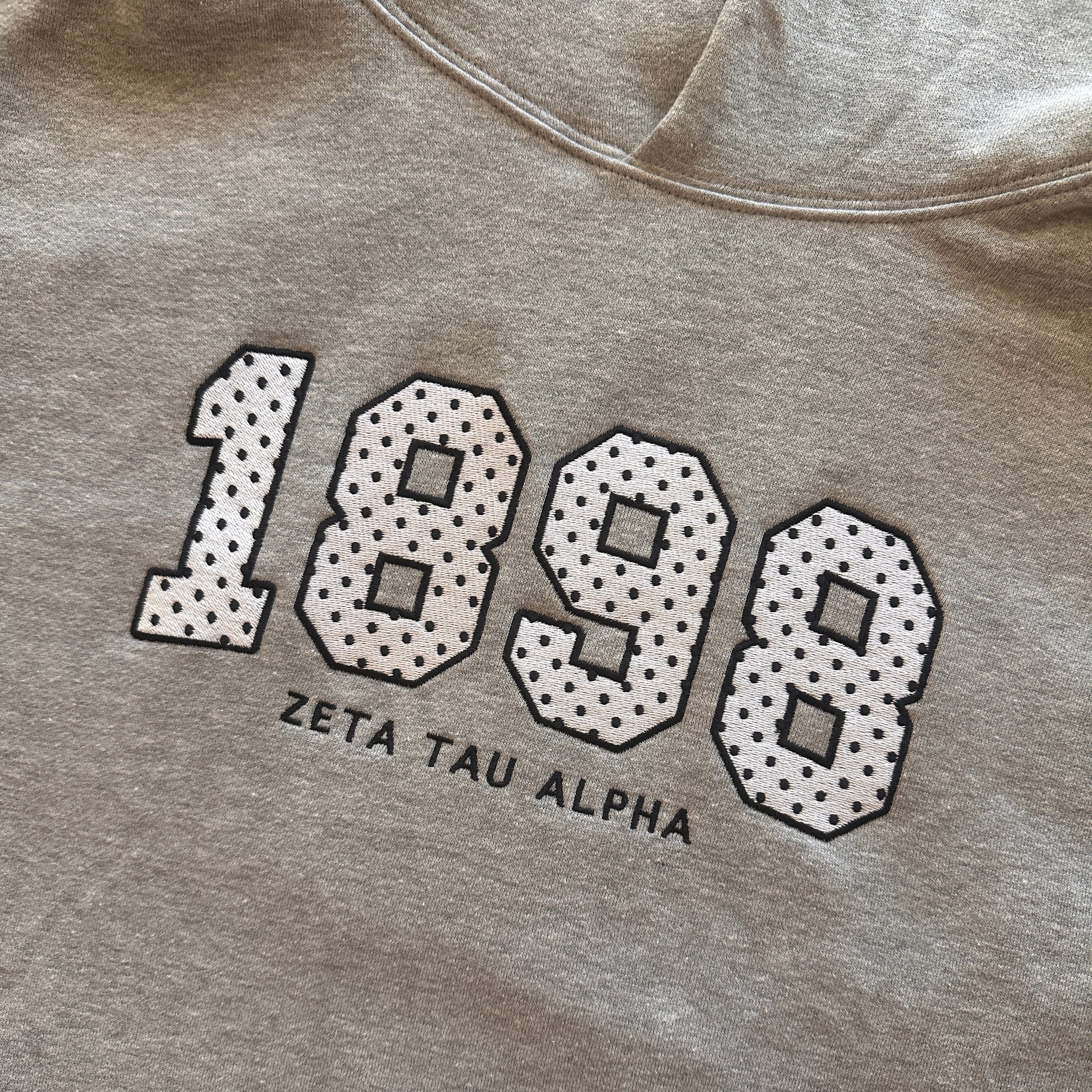 Ali & Ariel Grey Polka Dot Embroidered Premium Hoodie