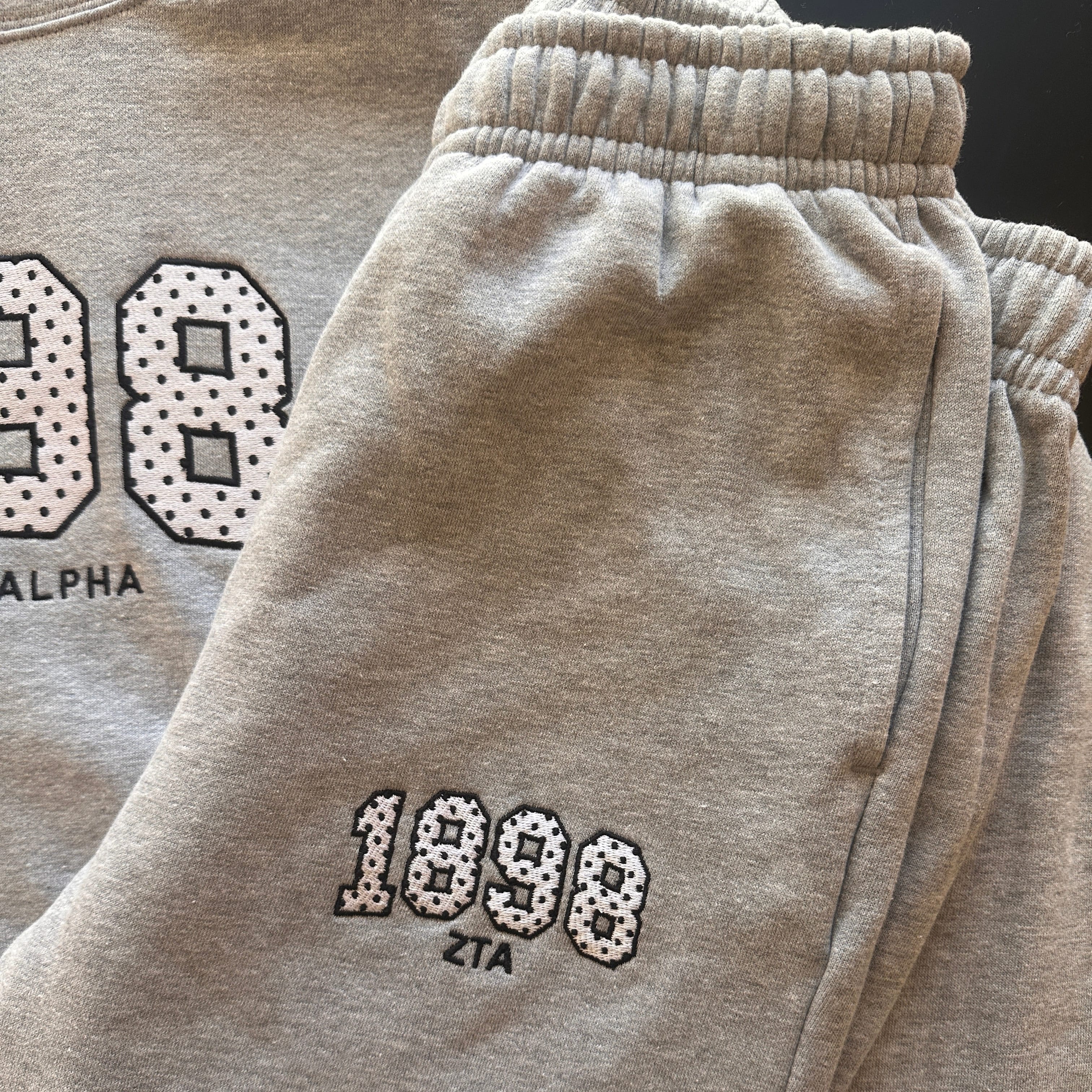 Ali & Ariel Grey Polka Dot Embroidered Premium Sweatpants