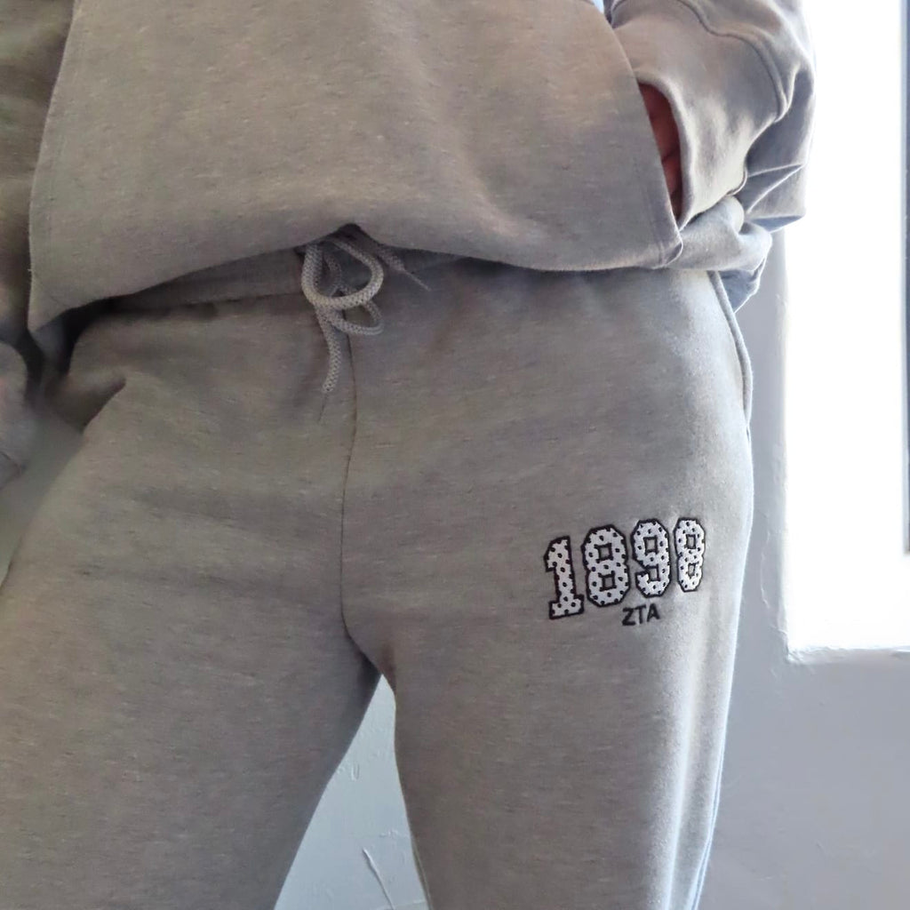 Ali & Ariel Grey Polka Dot Embroidered Premium Sweatpants
