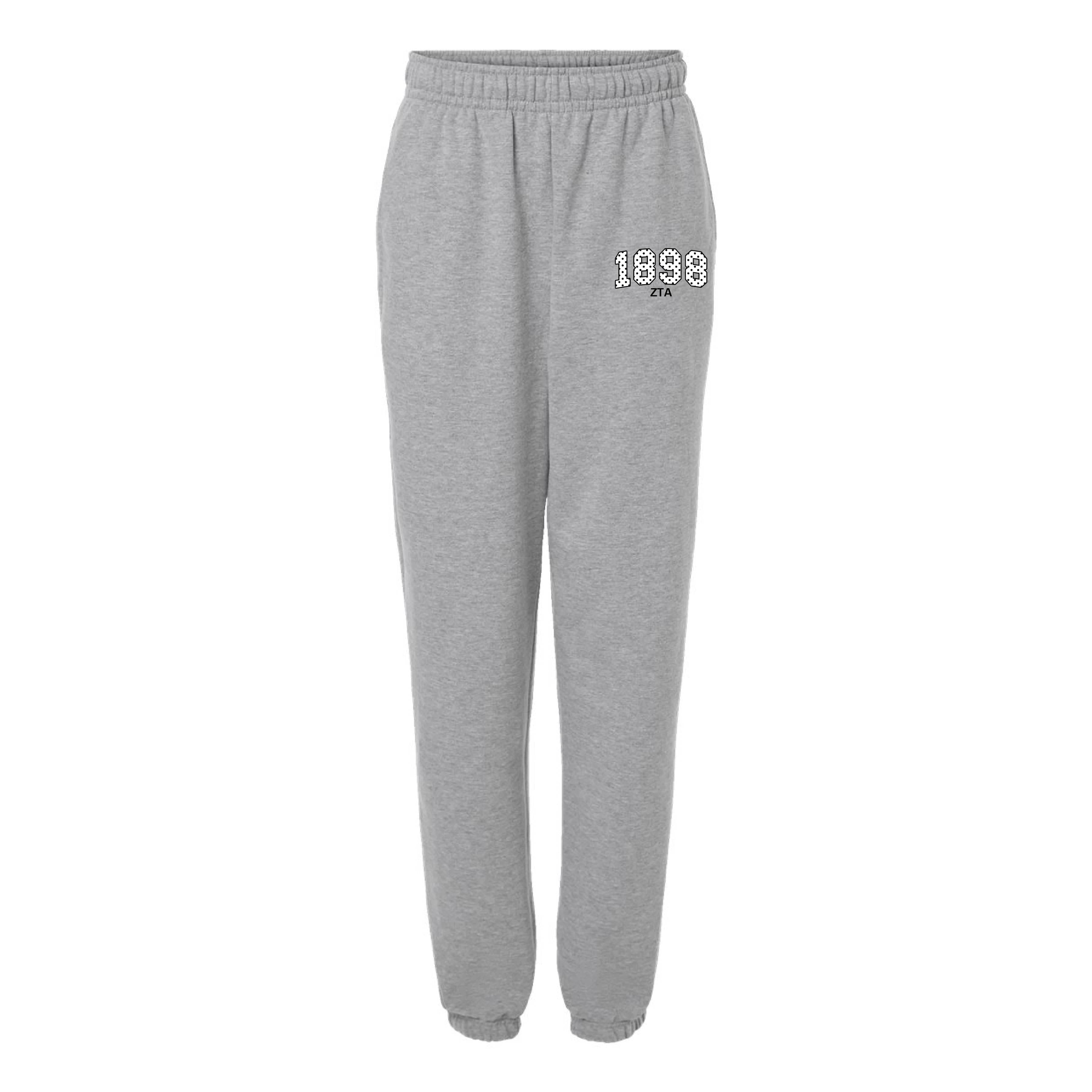 Ali & Ariel Grey Polka Dot Embroidered Premium Sweatpants Zeta Tau Alpha / Small