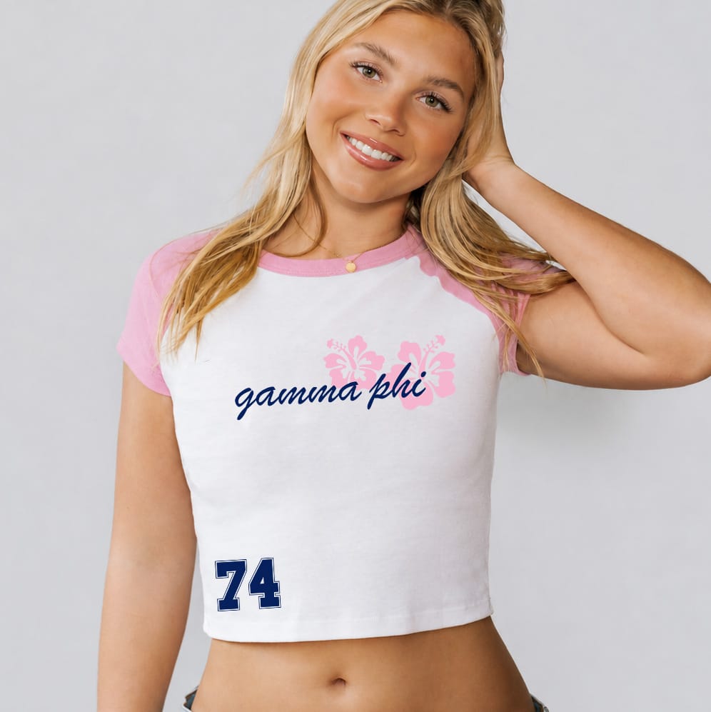 Ali & Ariel Hibiscus Raglan Tee