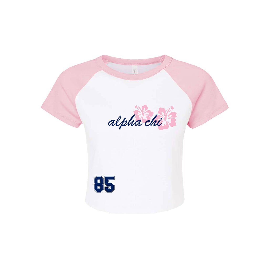 Ali & Ariel Hibiscus Raglan Tee Alpha Chi Omega / Small