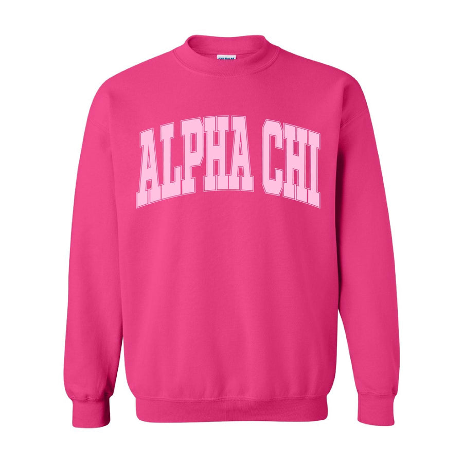 Ali & Ariel Hot Pink Collegiate Crewneck Alpha Chi Omega / Medium