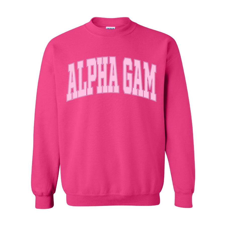 Ali & Ariel Hot Pink Collegiate Crewneck Alpha Gamma Delta / Medium