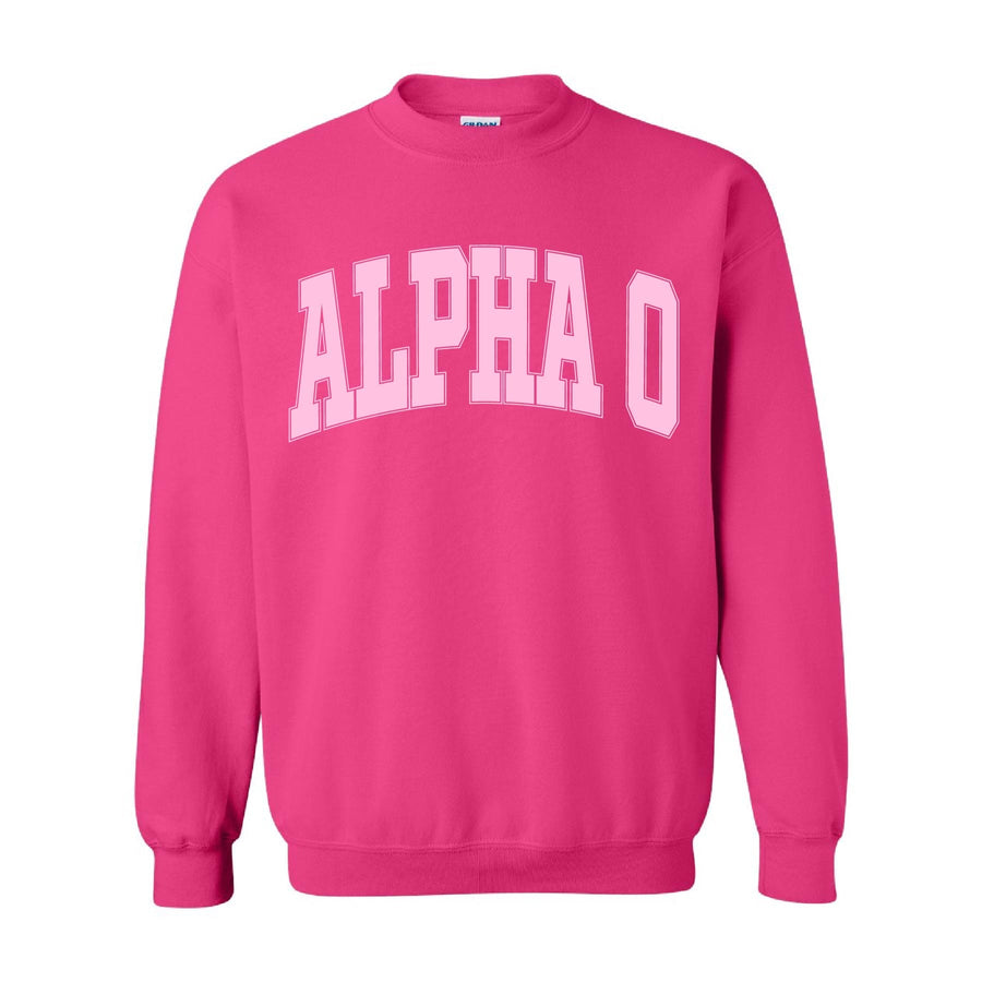 Ali & Ariel Hot Pink Collegiate Crewneck Alpha Omicron Pi / Medium