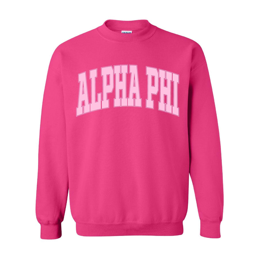 Ali & Ariel Hot Pink Collegiate Crewneck Alpha Phi / Medium