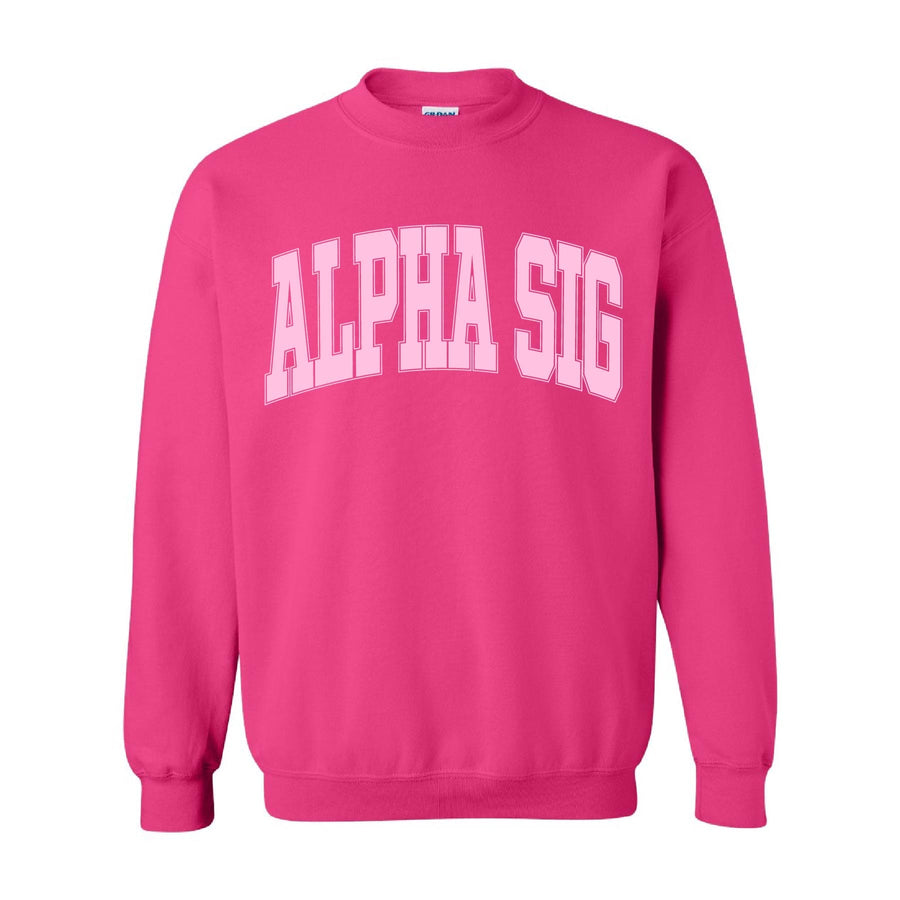 Ali & Ariel Hot Pink Collegiate Crewneck Alpha Sigma Alpha / Medium