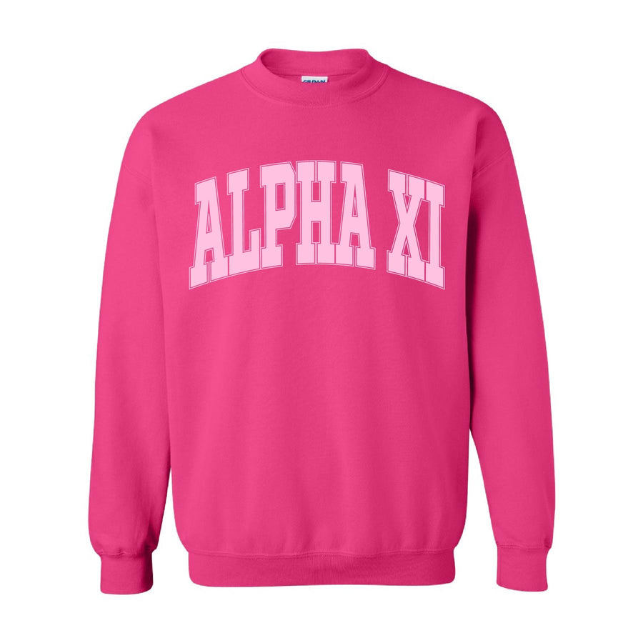 Ali & Ariel Hot Pink Collegiate Crewneck Alpha Xi Delta / Medium