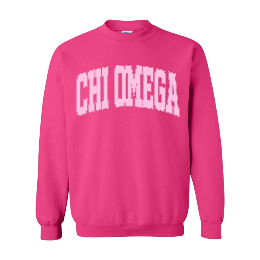 Ali & Ariel Hot Pink Collegiate Crewneck Chi Omega / Medium