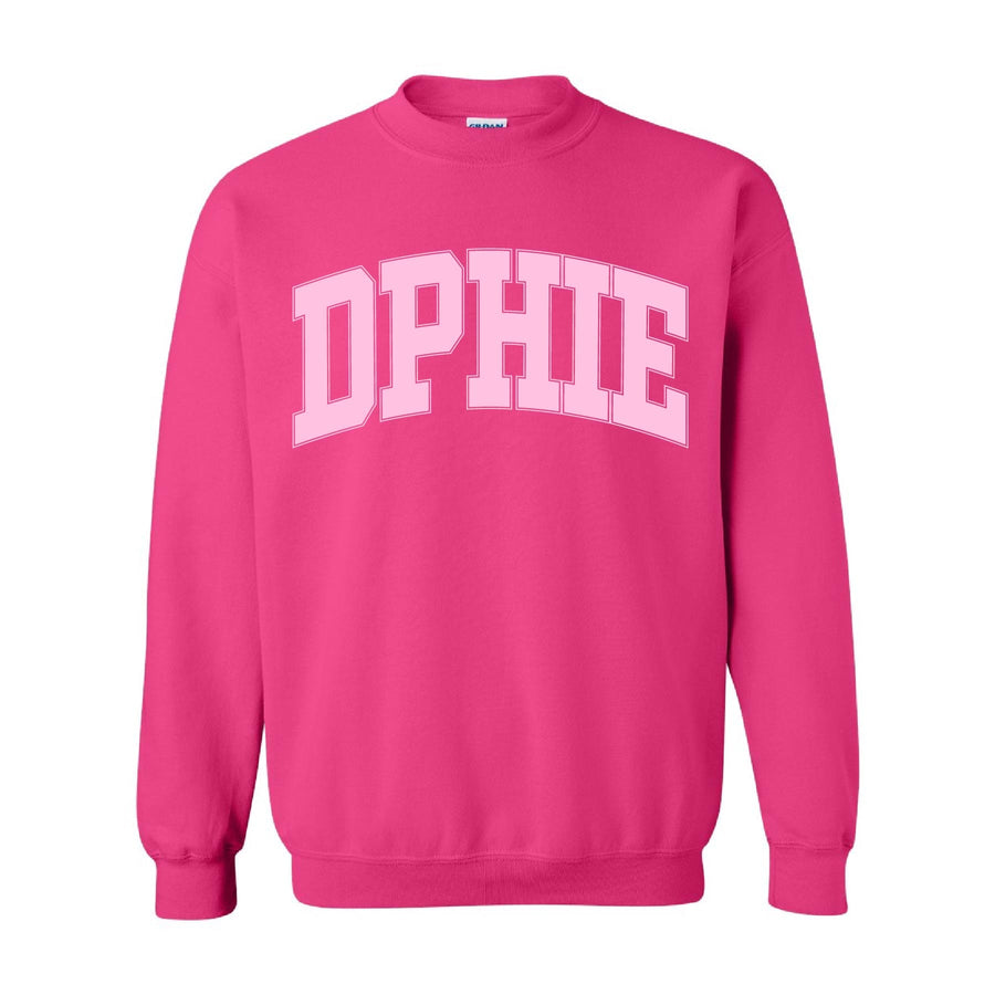 Ali & Ariel Hot Pink Collegiate Crewneck Delta Phi Epsilon / Medium