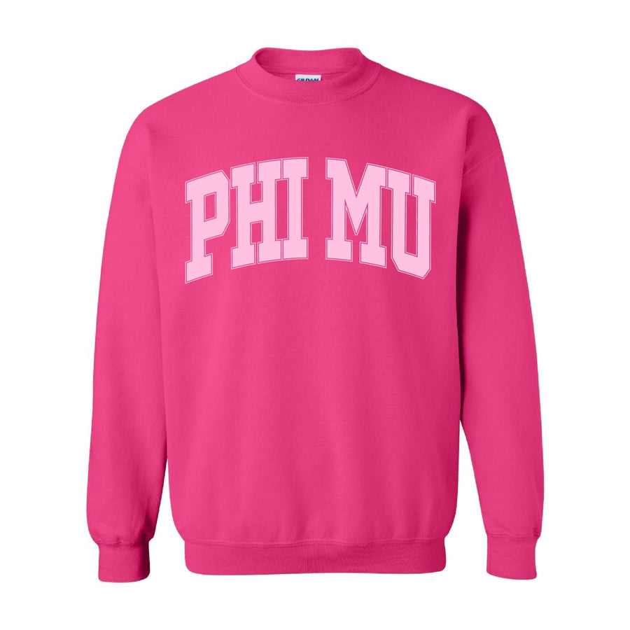 Ali & Ariel Hot Pink Collegiate Crewneck Phi Mu / Medium