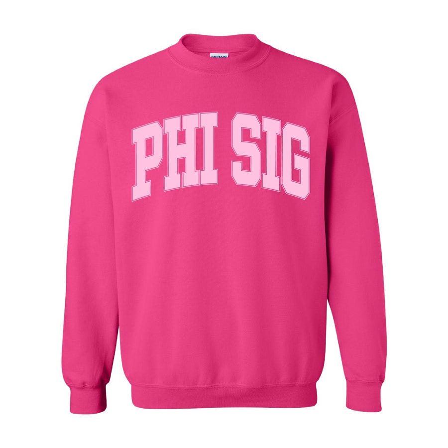 Ali & Ariel Hot Pink Collegiate Crewneck Phi Sigma Sigma / Medium