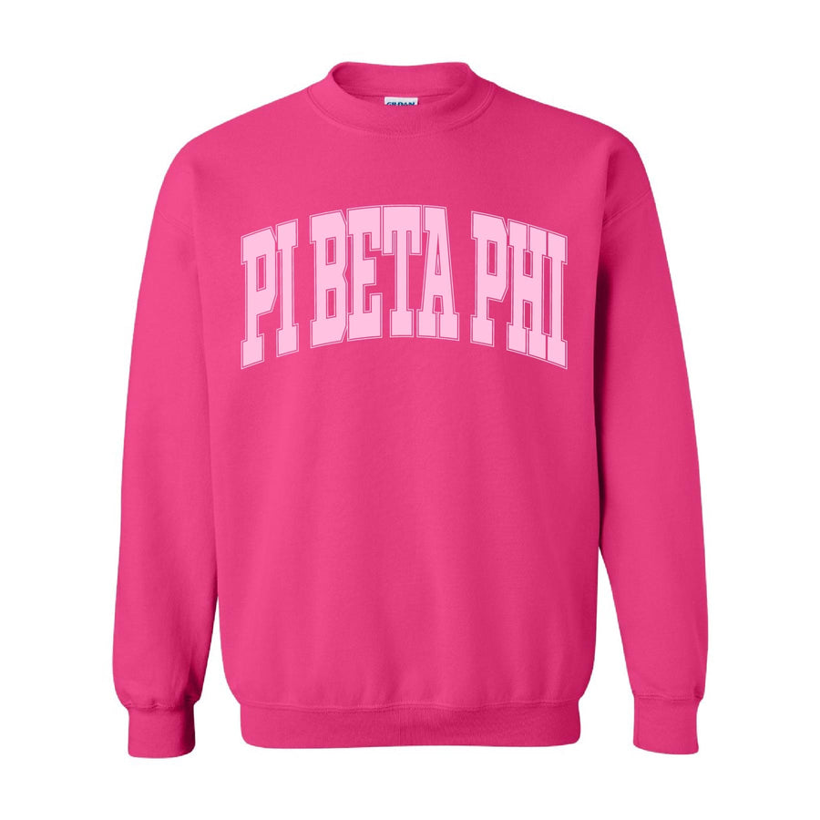 Ali & Ariel Hot Pink Collegiate Crewneck Pi Beta Phi / Medium