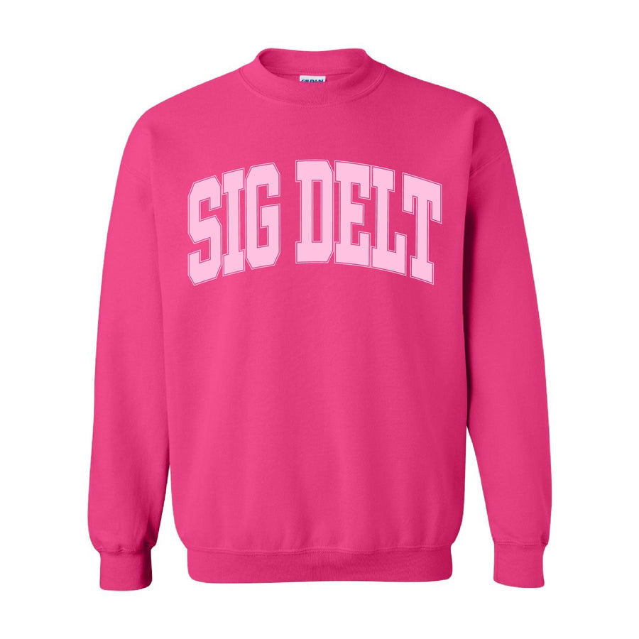 Ali & Ariel Hot Pink Collegiate Crewneck Sigma Delta Tau / Medium