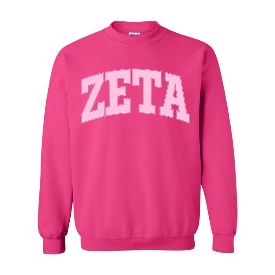 Ali & Ariel Hot Pink Collegiate Crewneck Zeta Tau Alpha / Medium