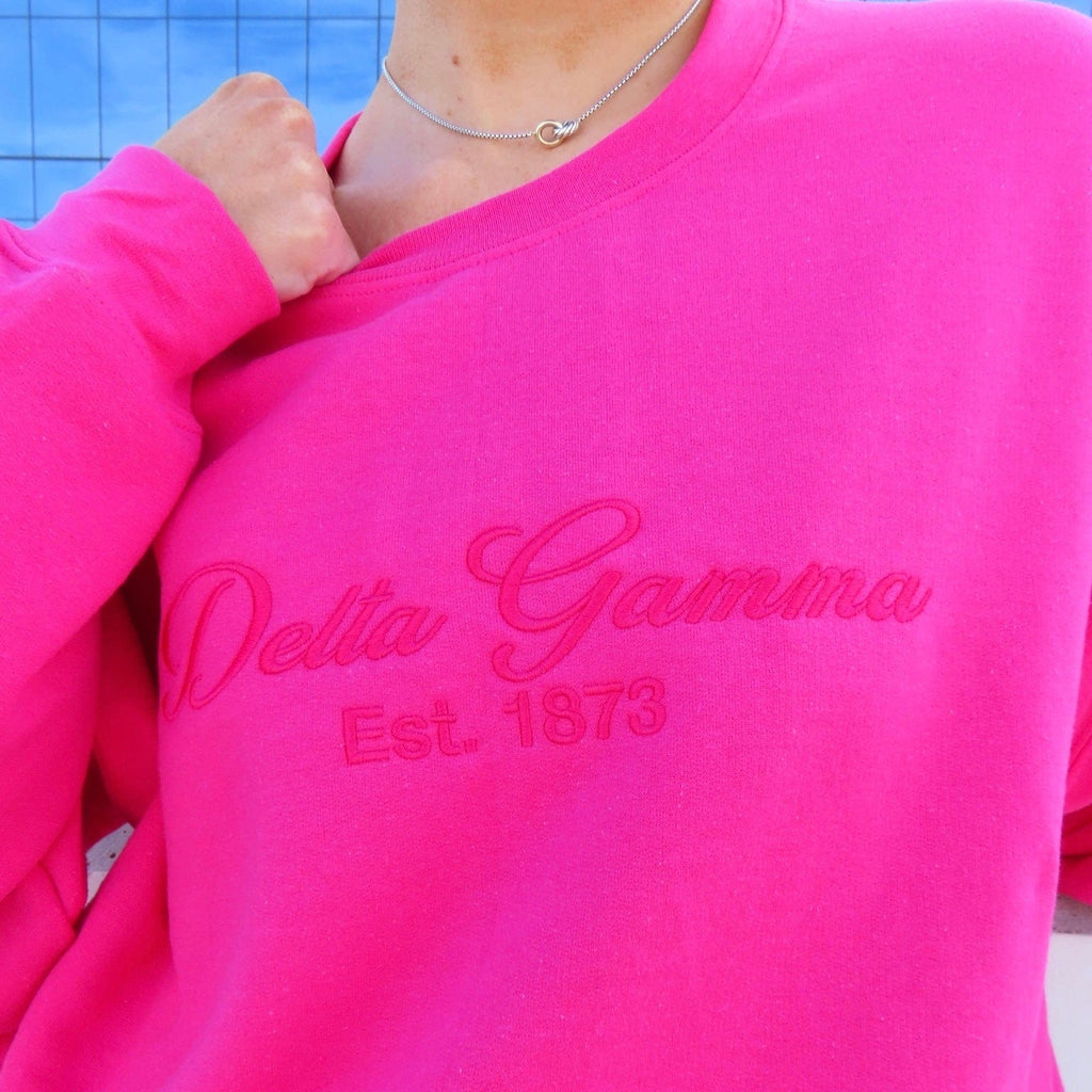 Ali & Ariel Hot Pink Embroidered Crewneck
