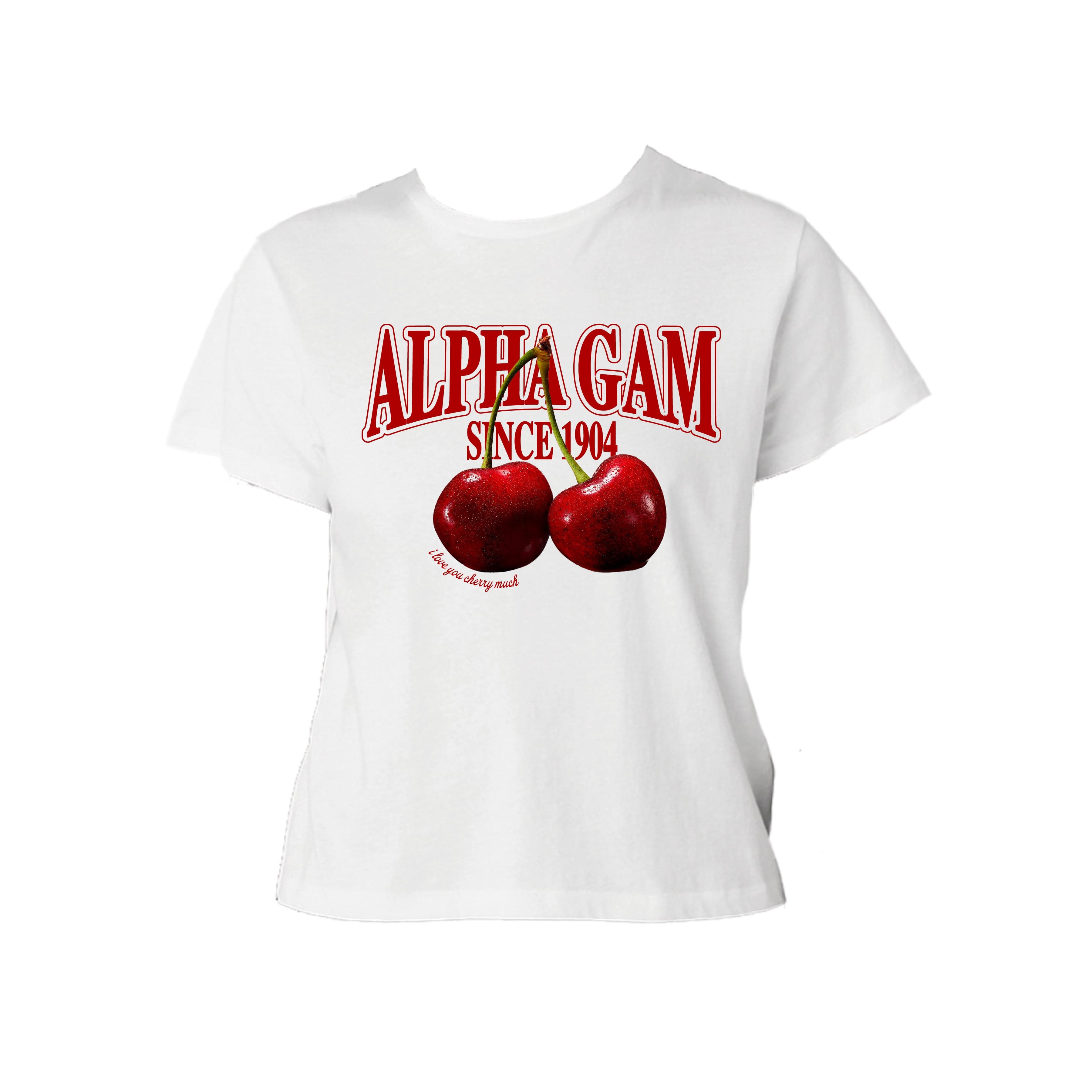 Ali & Ariel I Love You Cherry Much Baby Tee Alpha Gamma Delta / Small