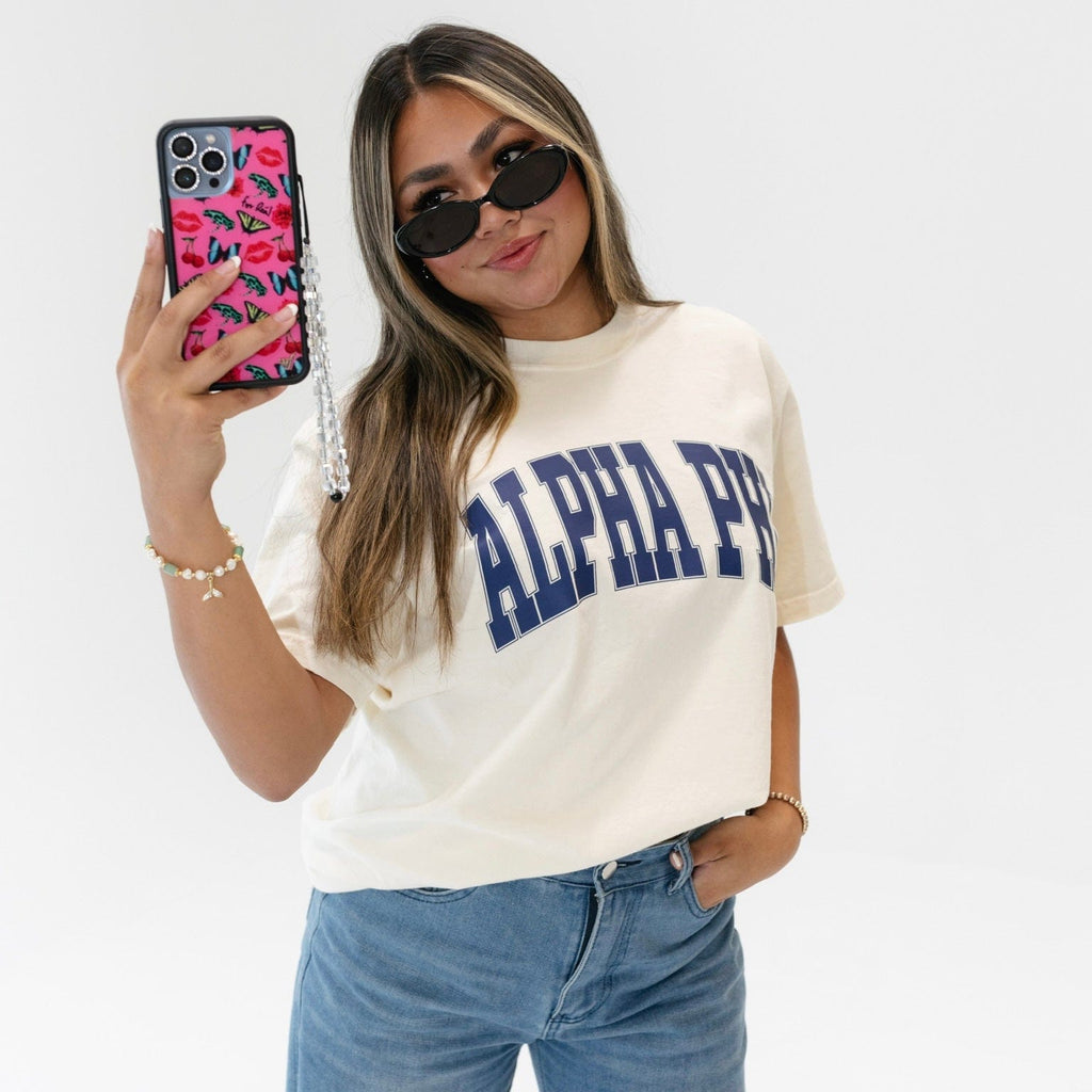 Ali & Ariel Ivory Comfort Colors Varsity Tee